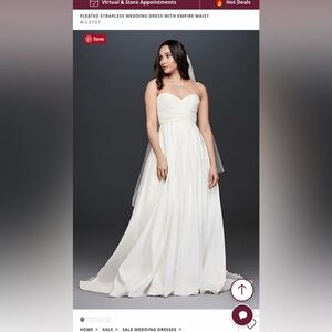 David’s bridal strapless wedding dress